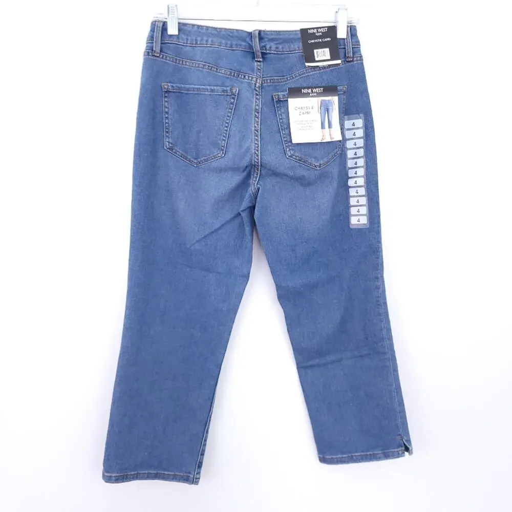 NEW Nine West Chrystie Capri Blue Jean Pants Size 4, Sit Below Natural Waist